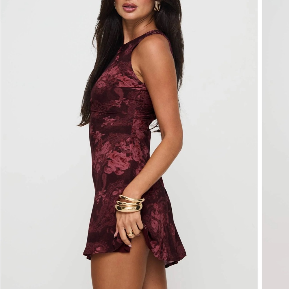 Princess Polly Burgundy Floral Mini Dress